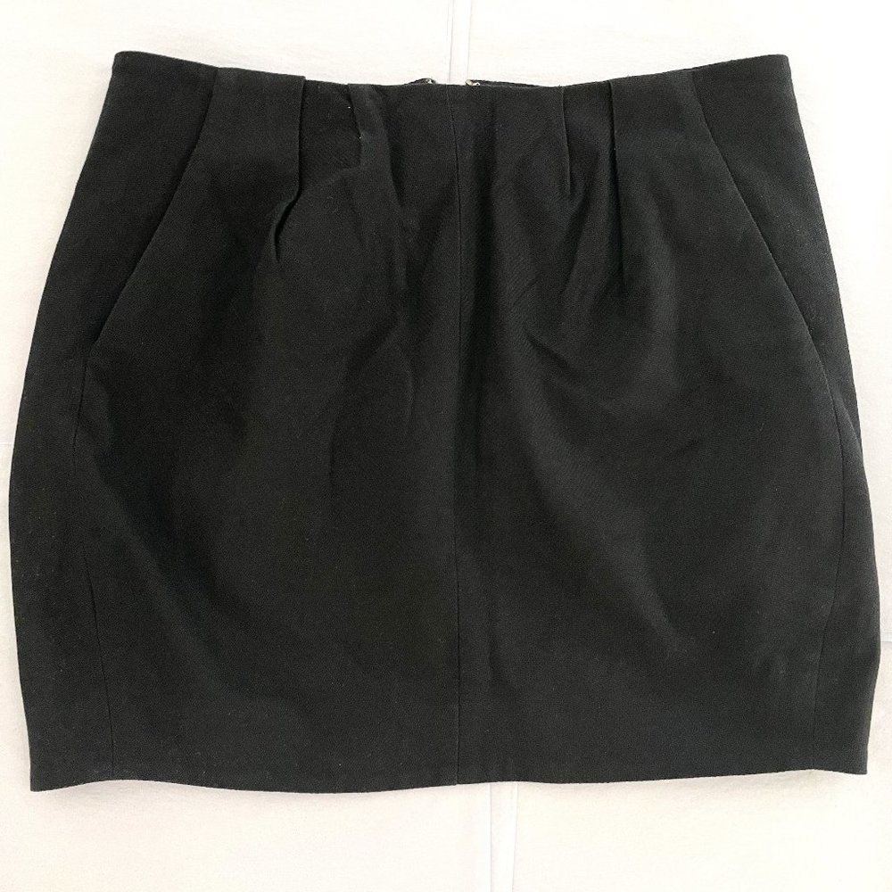 Helmut Lang Black Cotton Mini Skirt Exposed Back Zip Made in USA, Size 6